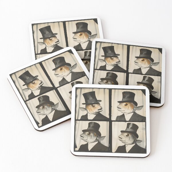 Item preview, Top Hat Fish Gentleman – Whimsical Photobooth Style Vintage Animal Portrait designed and sold by RockFireMerch.
