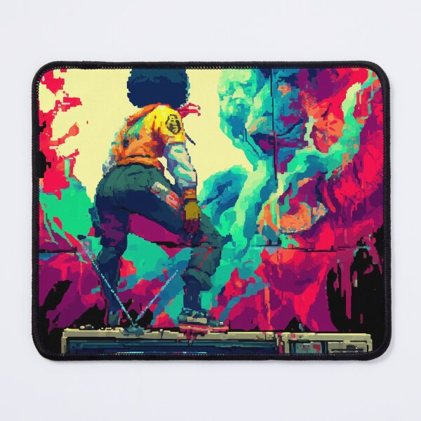 Item preview, Retro Futuristic Afro Girl with Parrots, Skulls, and Neon Vibes designed and sold by Moss and Moon Studio.