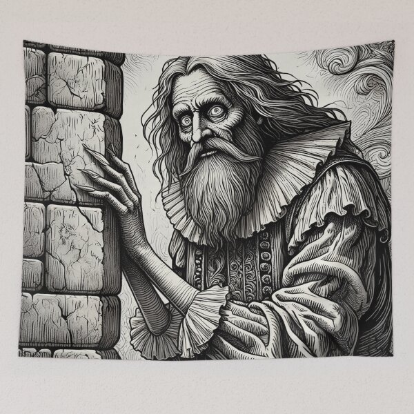 Item preview, An old, creepy man from the middle ages standing staring at you designed and sold by Vintage Designs +.