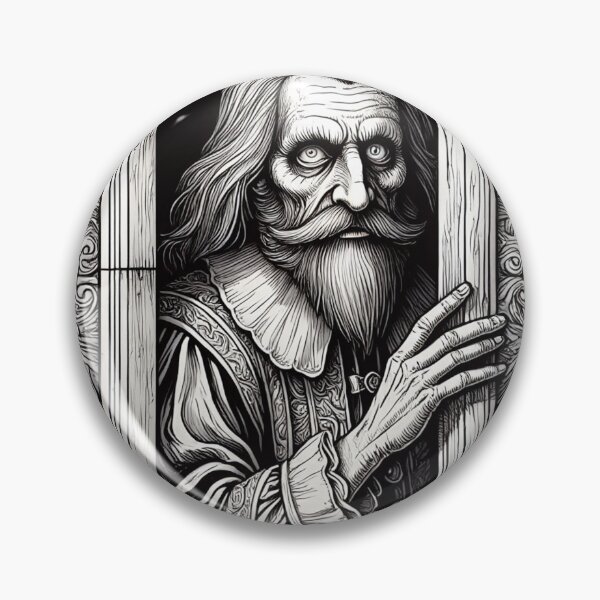 Item preview, f An old, creepy man from the middle ages standing staring at you designed and sold by Vintage Designs +.