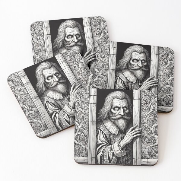Item preview, f An old, creepy man from the middle ages standing staring at you designed and sold by Vintage Designs +.