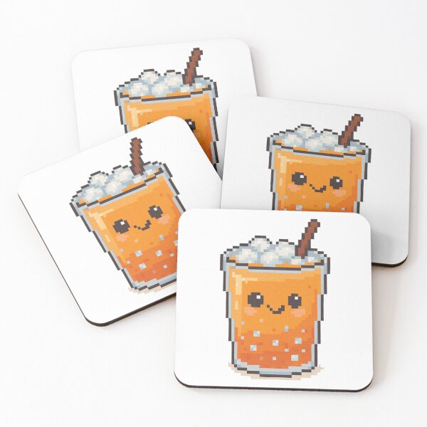 Item preview, Thai Tea Pixel Cutie - Kawaii Retro Drink Art designed and sold by GujiWorks.
