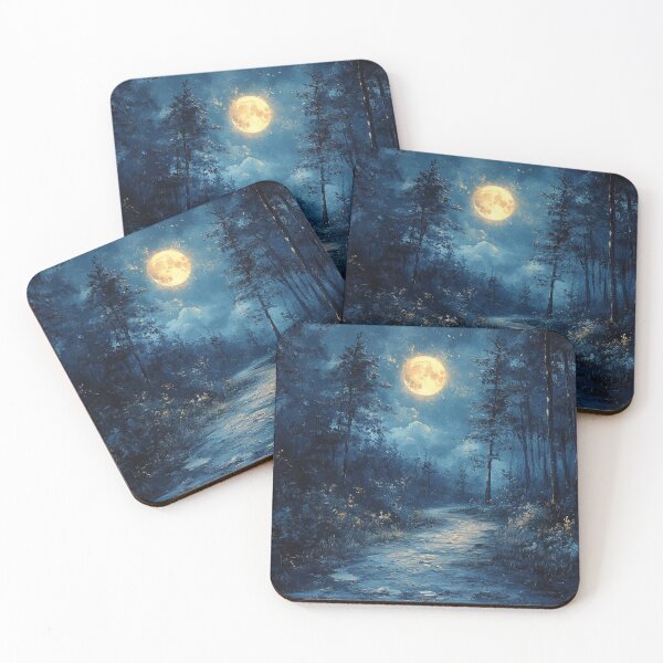 Item preview, Road through the forest at night, painting style designed and sold by ArtNames.