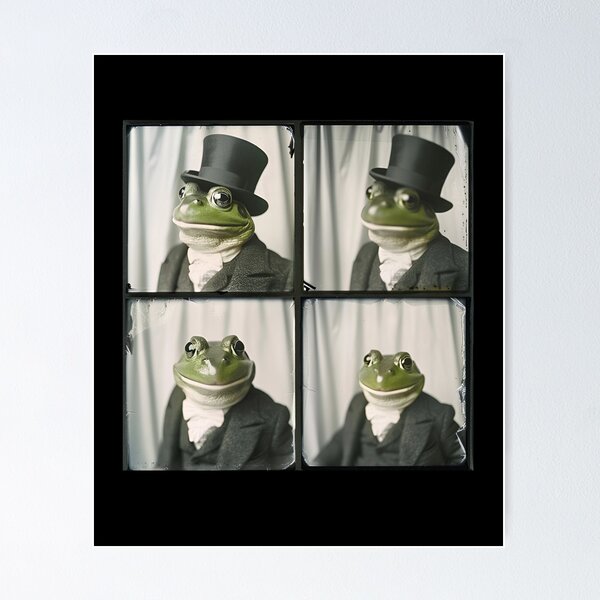Item preview, Victorian Frog in Top Hat – Whimsical Photobooth Animal Art designed and sold by RockFireMerch.