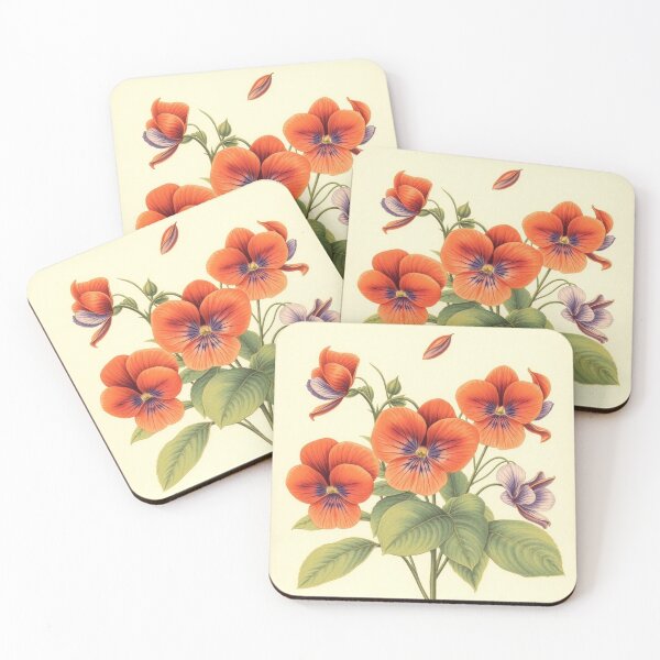 Artikelvorschau, Orange Violas Frühlingsblüten Vintage-inspirierter botanischer Druck entworfen und verkauft von Estelle Printworks.
