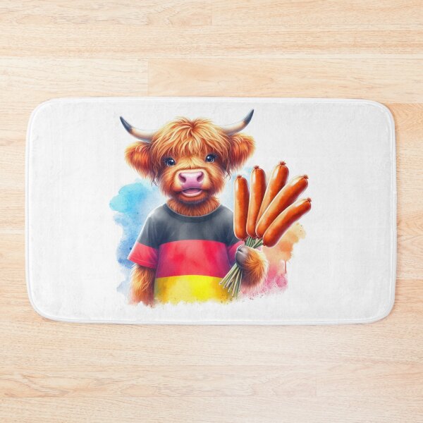 Item preview, Scottish Highland Cow in Germany Colorful Watercolor designed and sold by MaedK.