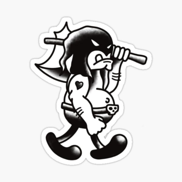 Item preview, Traditional Executioner Tattoo Flash Sticker designed and sold by BobCatchpole.