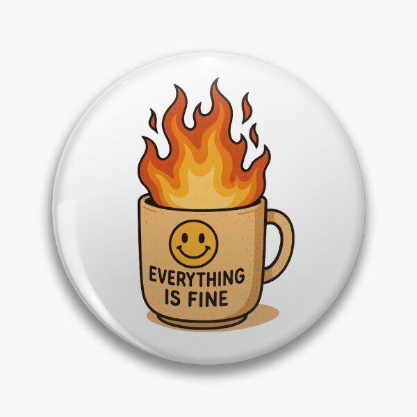 Item preview, Funny Coffee Cup Fire Everything's Fine Sticker designed and sold by Eon-Store.