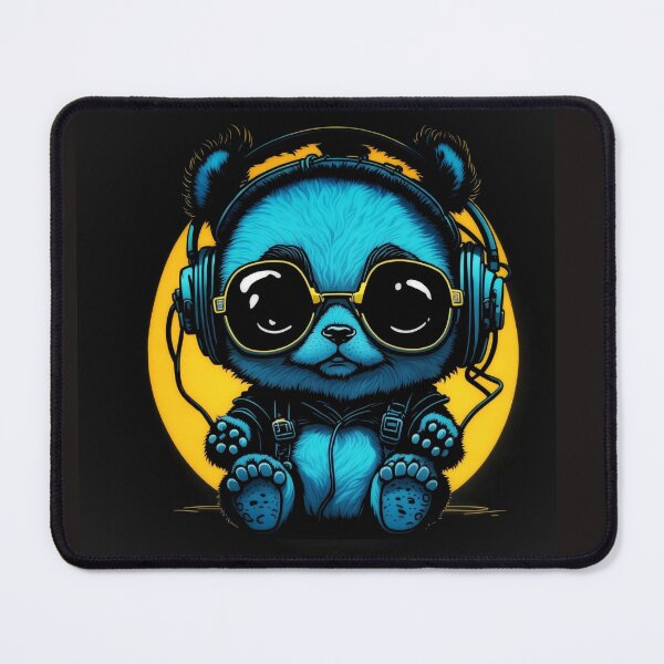 Item preview, RAVE DJ Bear with Headphones and sunglasses glowing sun designed and sold by Grin.