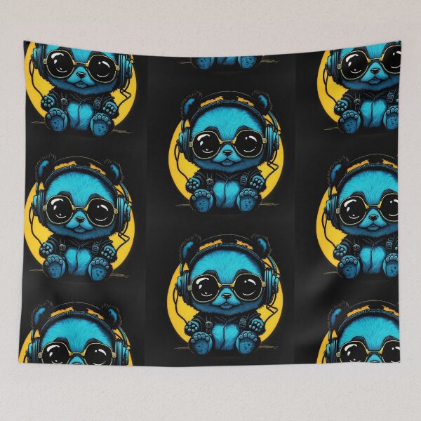 Item preview, RAVE DJ Bear with Headphones and sunglasses glowing sun designed and sold by Grin.