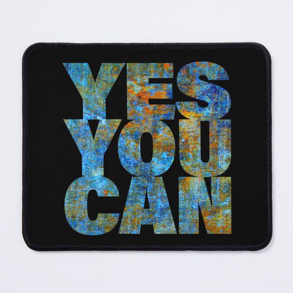 Item preview, YES YOU CAN - Textured Motivation Quote, blue Brutalism designed and sold by PixelPunny.