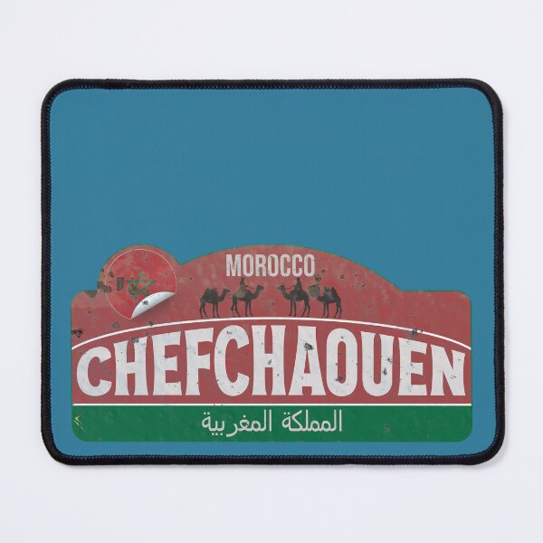 Item preview, Chefchaouen Morocco Retro Metal Sticker T-Shirt 01 designed and sold by OuterShellUK.