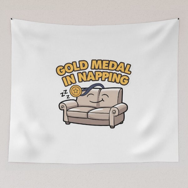 Item preview, Gold Medal Napping Champion Funny Couch Design designed and sold by Anastasiia Lang.
