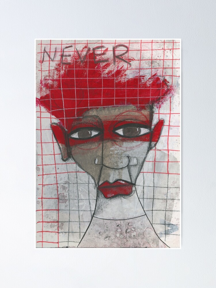 Thumbnail 1 of 3, Poster, Red Head / Gritty Grid designed and sold by studiobloknote.
