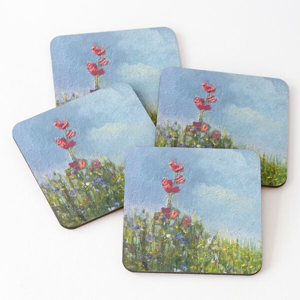 Item preview, Wildflower Painting, Red Flower, Oil Painting Impressionism designed and sold by JoyfulWhimsy.