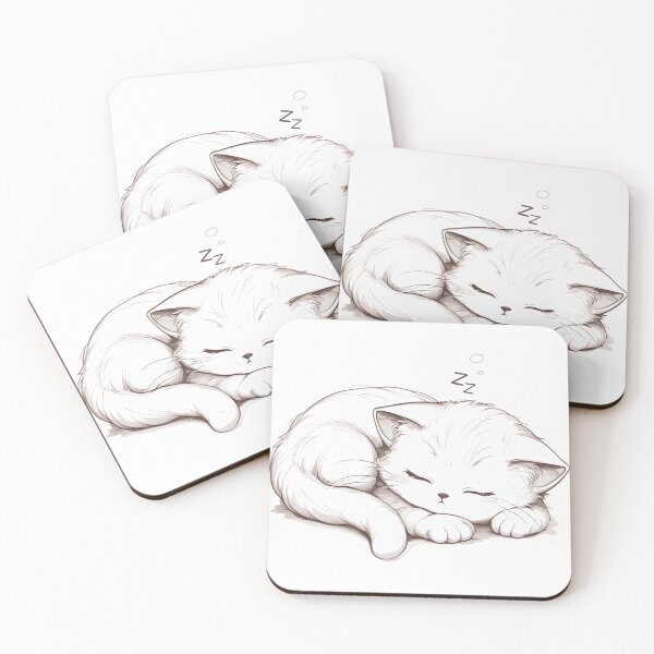 Item preview, Minimalist Sleeping Kitten Line Art – Peaceful Curl of Cuteness designed and sold by Windy-market.