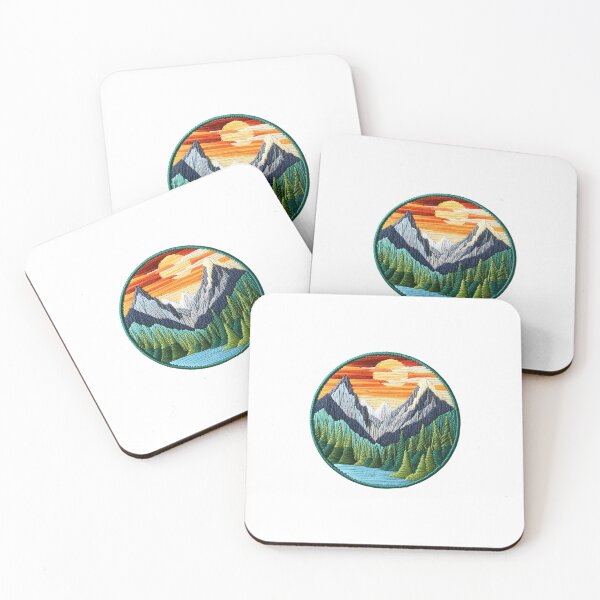 Item preview, Mountains Landscape at Sunset Embroidered Iron On Patch designed and sold by Peecoo.