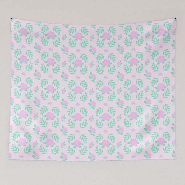 Item preview, Camellia Damask Green and Pink designed and sold by SilverPegasus.