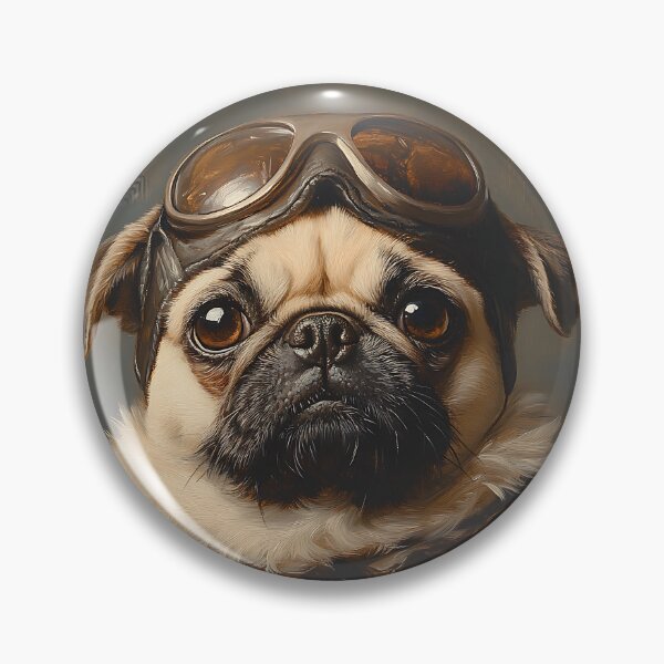 Item preview, Airplane Pilot Pug - 1940's Air Force Pug - Stylish Animal Art designed and sold by Chrisjeffries24.