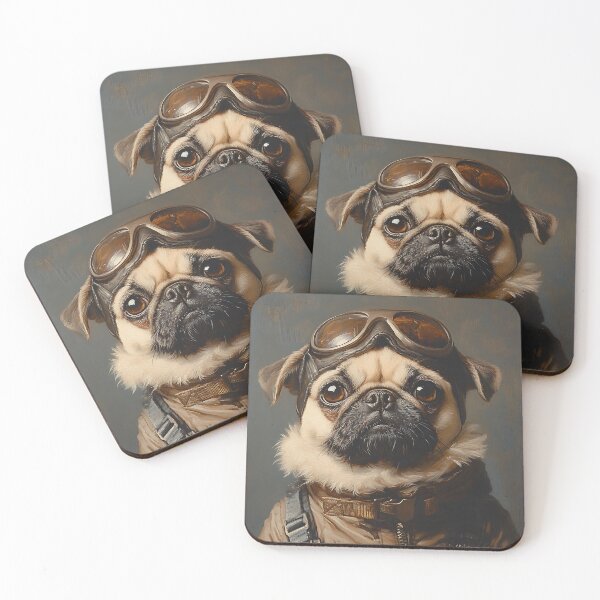 Item preview, Airplane Pilot Pug - 1940's Air Force Pug - Stylish Animal Art designed and sold by Chrisjeffries24.