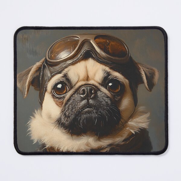 Item preview, Airplane Pilot Pug - 1940's Air Force Pug - Stylish Animal Art designed and sold by Chrisjeffries24.