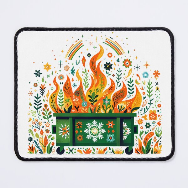 Item preview, Green Dumpster Fire with Vibrant Colours - Scandinavian Folk Art by heidiannemorris © designed and sold by FOLK ART FUSION by heidiannemorris.