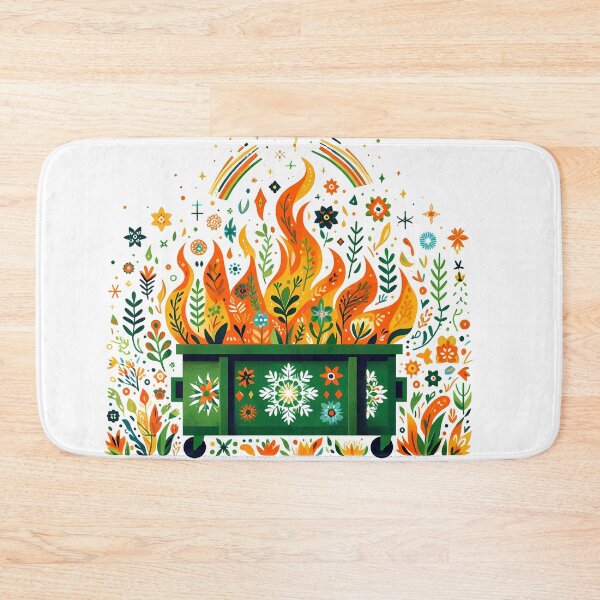 Item preview, Green Dumpster Fire with Vibrant Colours - Scandinavian Folk Art by heidiannemorris © designed and sold by FOLK ART FUSION by heidiannemorris.