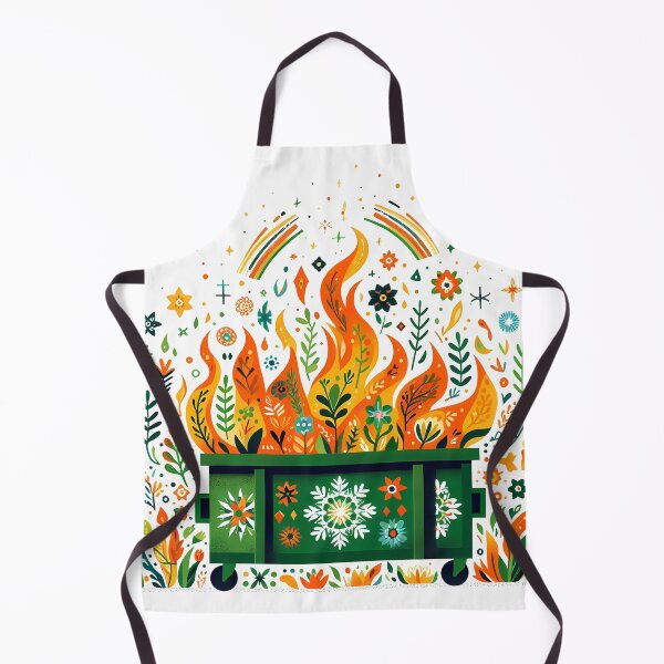 Item preview, Green Dumpster Fire with Vibrant Colours - Scandinavian Folk Art by heidiannemorris © designed and sold by FOLK ART FUSION by heidiannemorris.