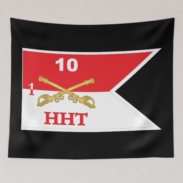 Aperçu de l'œuvre Armée - HHT - 1er escadron - 10e cavalerie Guidon avec bordures blanches X 300 créée et vendue par Military Insignia Products.