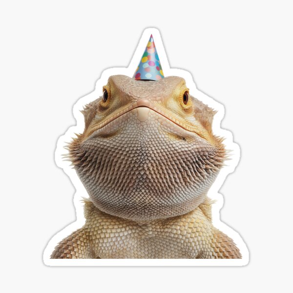 Item preview, Cute Bearded Dragon with Party Hat Birthday Celebration designed and sold by LazyOwlStore.