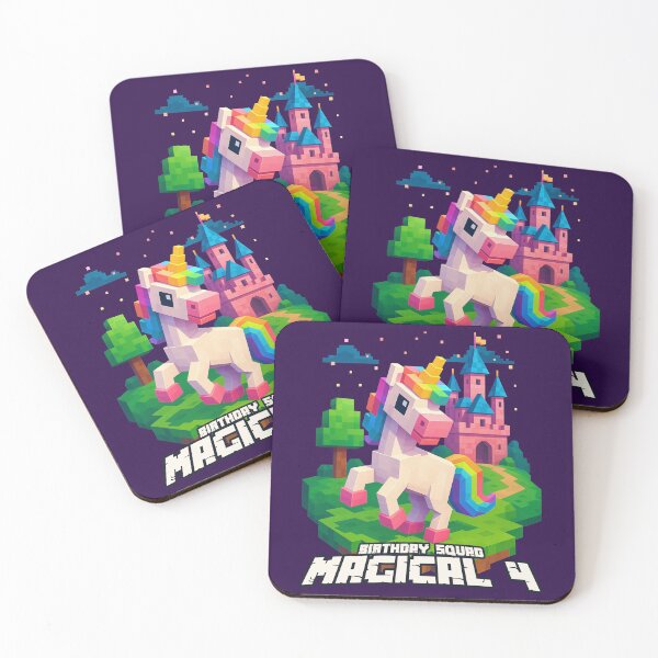 Item preview, Magical 4 Birthday Squad Pixel Unicorn and Castle Design	 designed and sold by Victor Shadehorn.