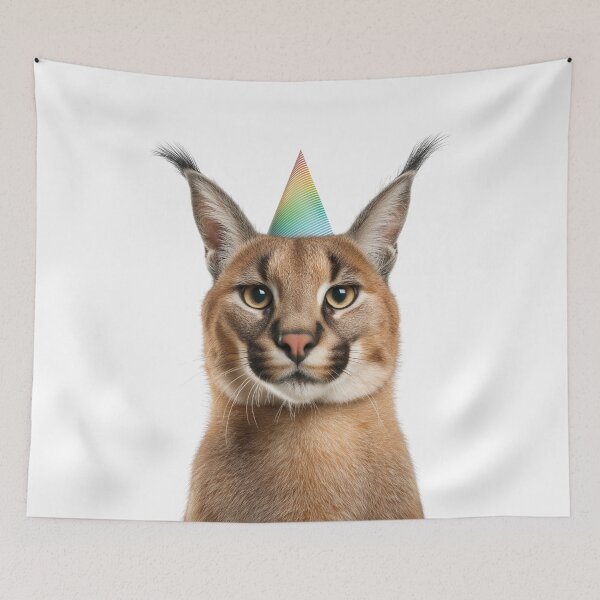 Item preview, Cute Caracal with Party Hat Birthday Celebration designed and sold by LazyOwlStore.