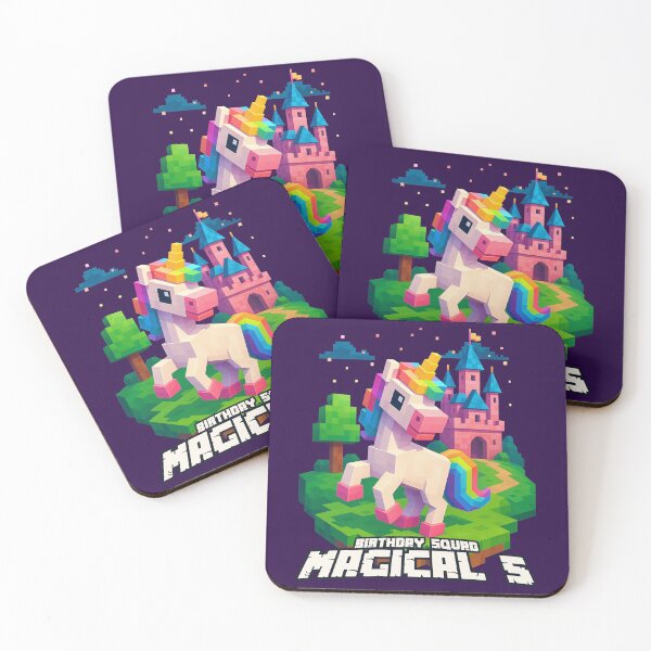 Item preview, Magical 5 Birthday Squad Pixel Unicorn and Castle Design	 designed and sold by Victor Shadehorn.