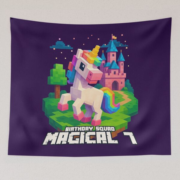Item preview, Magical 7 Birthday Squad Pixel Unicorn and Castle Design	 designed and sold by Victor Shadehorn.