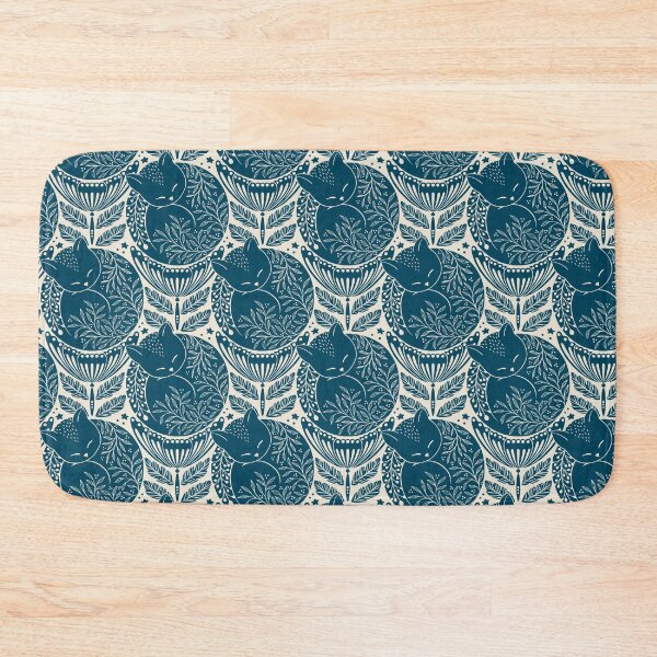 Item preview, Folk cat sleeping in a flower - blue beige designed and sold by OzdeBayer.