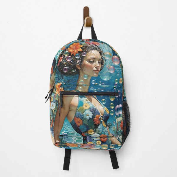 Item preview, Meditative Woman Underwater With Bubbles and Flowers designed and sold by CarrollGene.