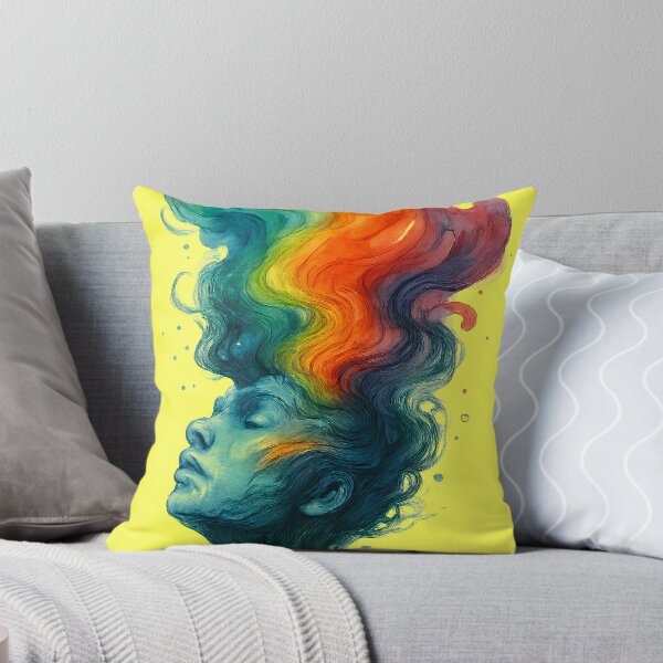 Item preview, Dreaming in Color – Surreal Rainbow Watercolor Portrait Art designed and sold by Sepinik.