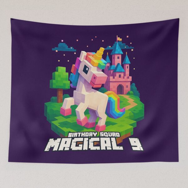 Item preview, Magical 9 Birthday Squad Pixel Unicorn and Castle Design	 designed and sold by Victor Shadehorn.