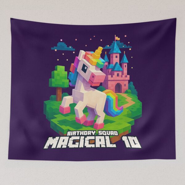 Item preview, Magical 10 Birthday Squad Pixel Unicorn and Castle Design	 designed and sold by Victor Shadehorn.