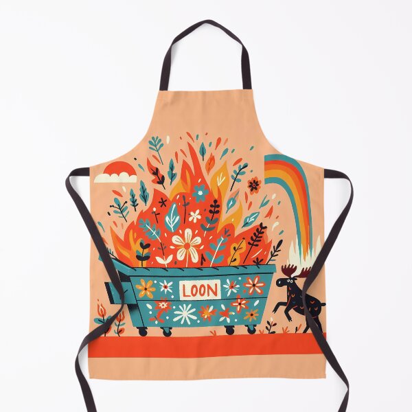 Item preview, Moose on the Loose at the Floral Fire Dumpster Festival - Scandinavian Folk Art by heidiannemorris © designed and sold by FOLK ART FUSION by heidiannemorris.