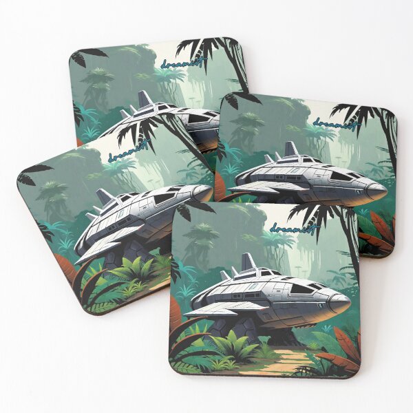 Item preview, Lost Spaceship in Jungle – Sci-Fi Explorer Art designed and sold by DreamistStore.