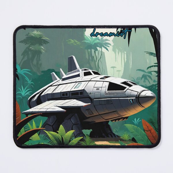 Item preview, Lost Spaceship in Jungle – Sci-Fi Explorer Art designed and sold by DreamistStore.