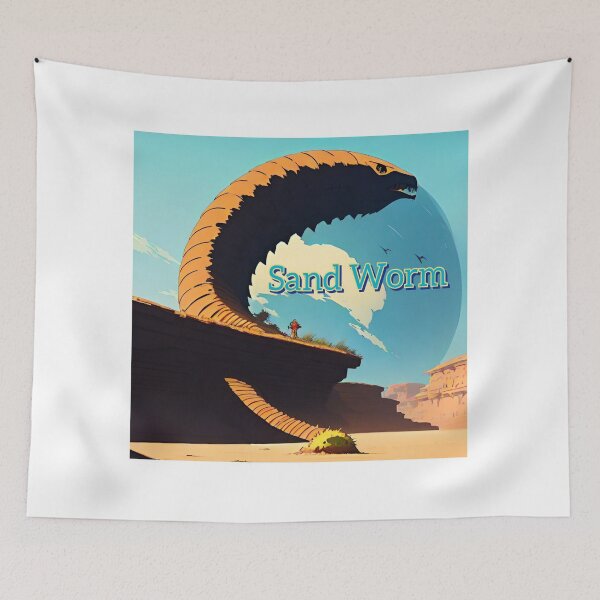 Item preview, Sand Worm Encounter – Epic Desert Monster Art designed and sold by DreamistStore.