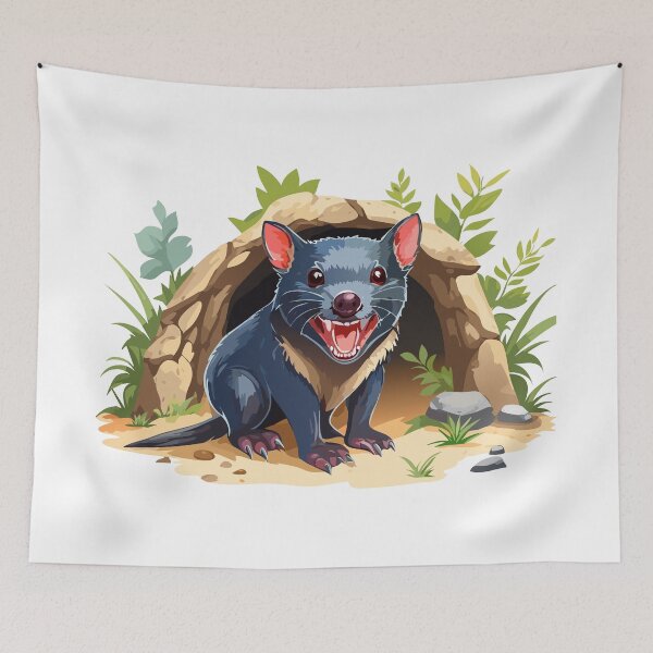 Item preview, Tasmanian devil, Wild carnivorous marsupial animal,  Wildlife of Australia and Tasmania, Tasmanian devil growling near a den (Sarcophilus harrisii) designed and sold by Danler.