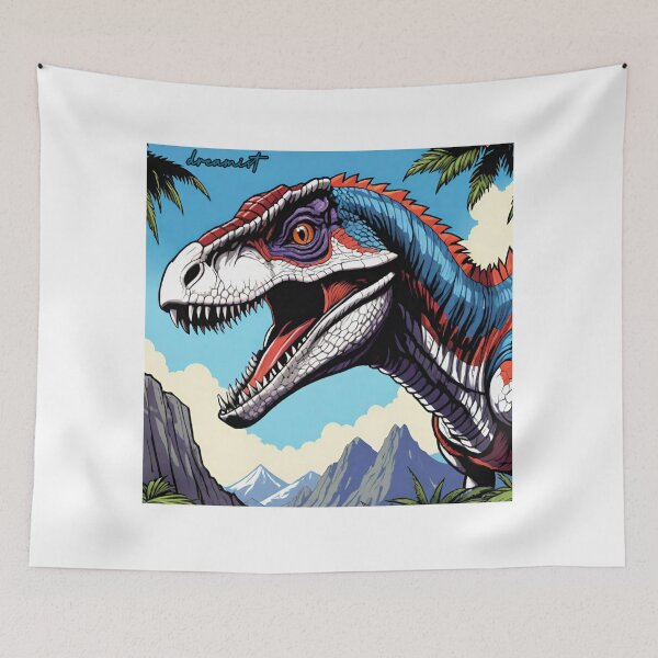 Item preview, Vibrant Raptor – Colorful Dinosaur Pop Art designed and sold by DreamistStore.