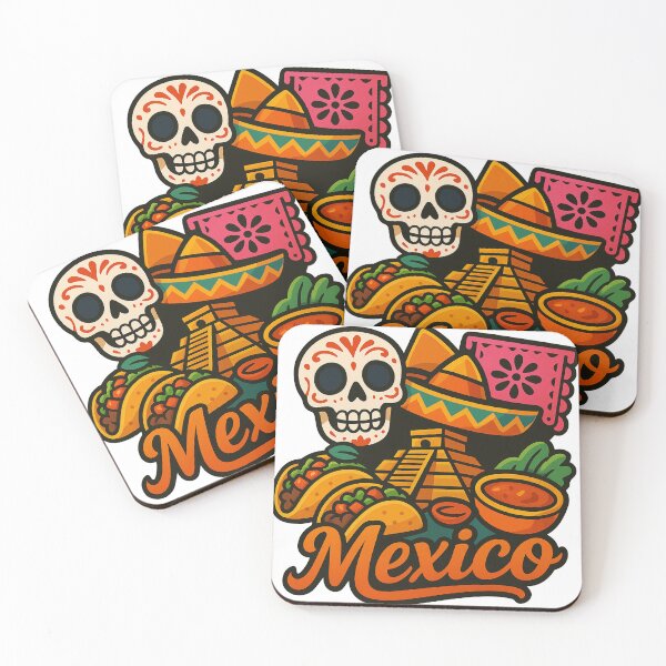 Item preview, Colorful Mexico Culture Sticker – Tacos, Skull & Chichen Itza designed and sold by Naau.us.