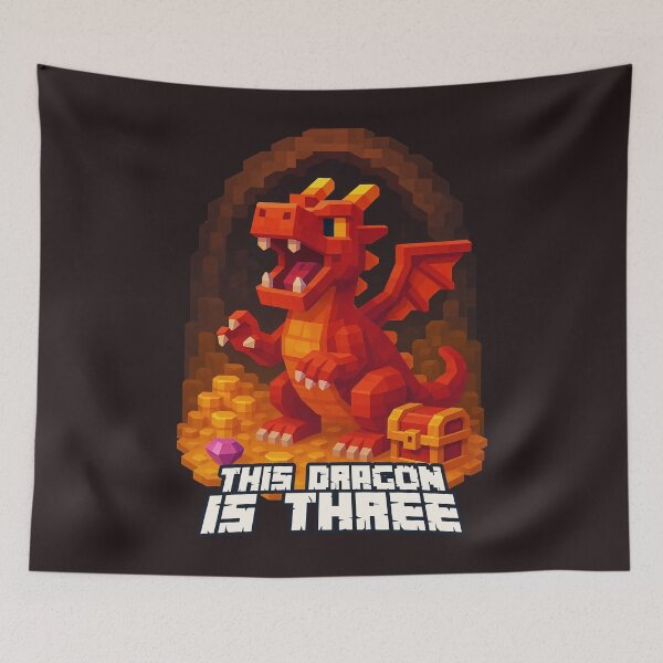 Item preview, This Dragon is Three Pixel Art Fantasy Birthday Design	 designed and sold by Victor Shadehorn.