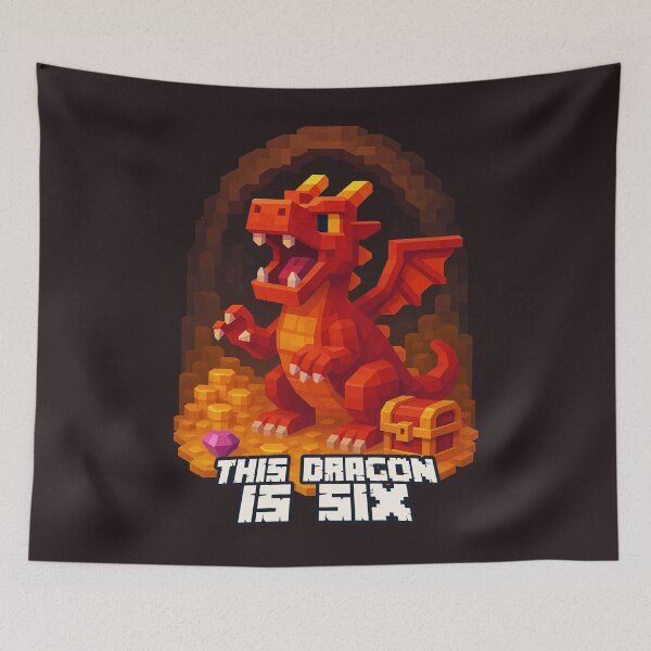 Item preview, This Dragon is Six Pixel Art Birthday Design for Kids	 designed and sold by Victor Shadehorn.