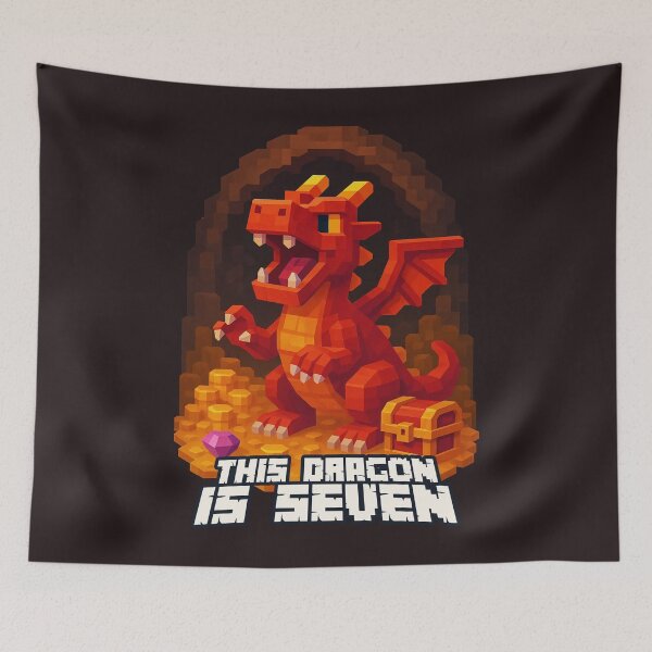 Item preview, This Dragon is Seven Pixel Art Birthday Design for Kids	 designed and sold by Victor Shadehorn.