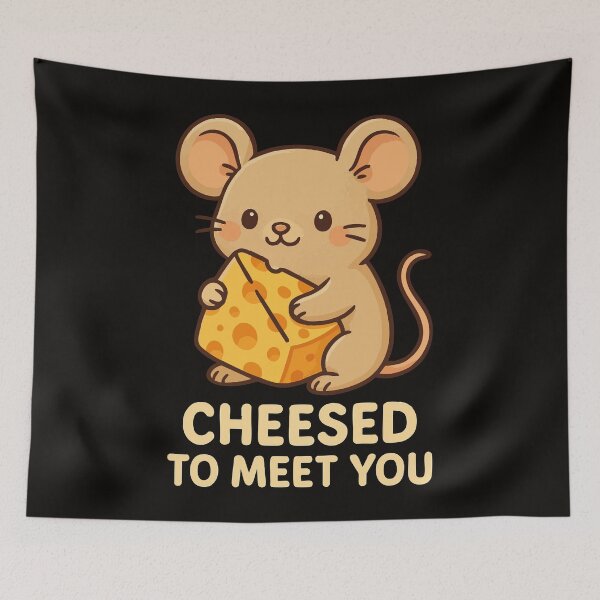Item preview, Cheesed to Meet You Cute Mouse and Cheese Pun Design designed and sold by Victor Shadehorn.
